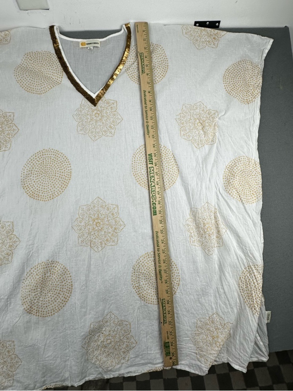 Giardino D’Oriente White & Gold Sheer Cotton Tunic Coverup Made in Italy OS - Picture 7 of 9